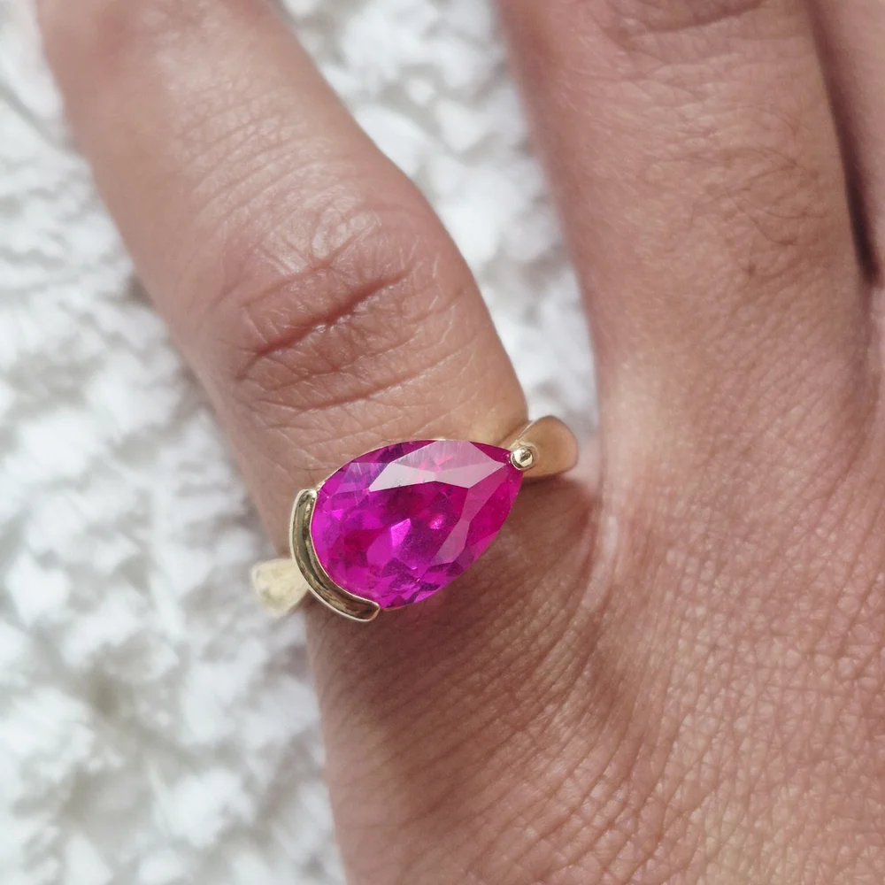 Vintage Gold Vermeil Pink Topaz Ring - Picture 7 of 8